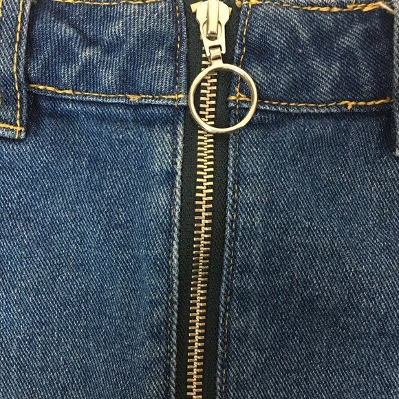 PACSUN Front Zip Mini Jean Skirt, Raw Hem - Picture 2 of 6
